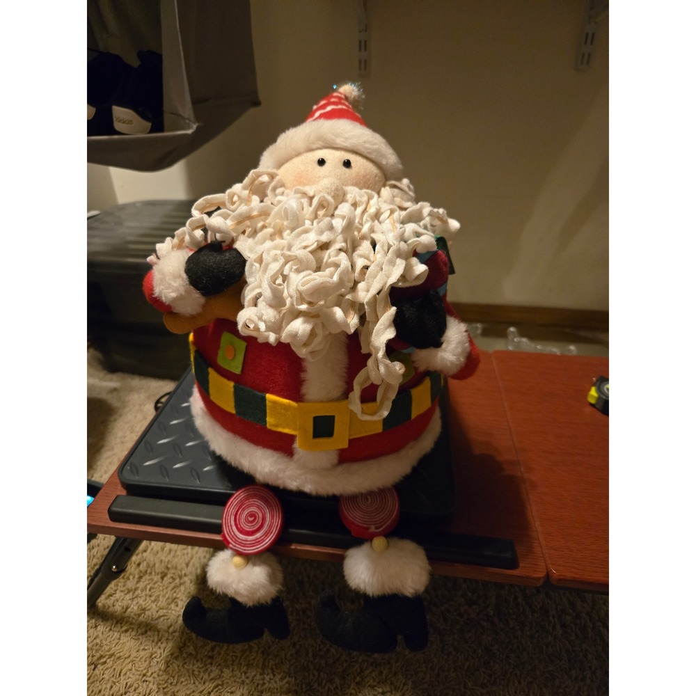 Vintage Style Santa Claus Plush Shelf Sitter Holiday Decor Red Felt Figurine